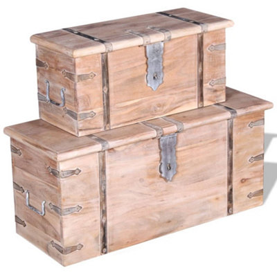 Berkfield Two Piece Storage Chest Set Acacia Wood