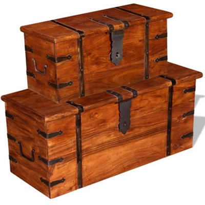 Berkfield Two Piece Storage Chest Set Solid Wood
