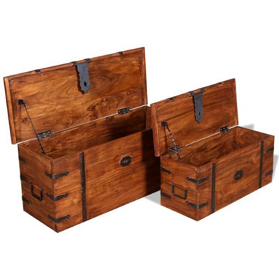 Berkfield Two Piece Storage Chest Set Solid Wood