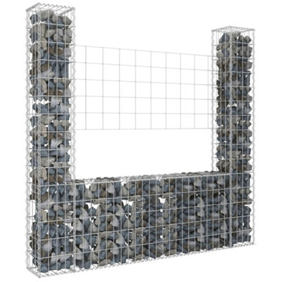 Berkfield U-shape Gabion Basket with 2 Posts Iron 140x20x150 cm | DIY ...