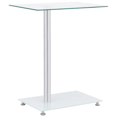 Berkfield U-Shaped Side Table Transparent 45x30x58 cm Tempered Glass
