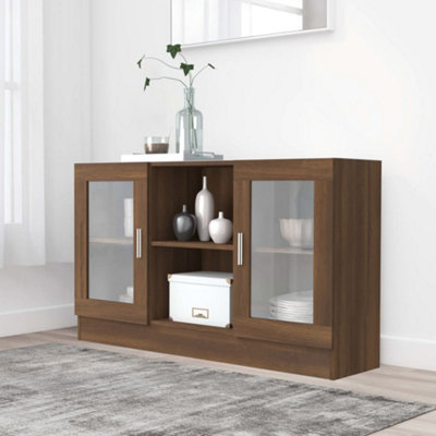 Berkfield Vitrine Cabinet Brown Oak 120x30.5x70 cm Engineered Wood