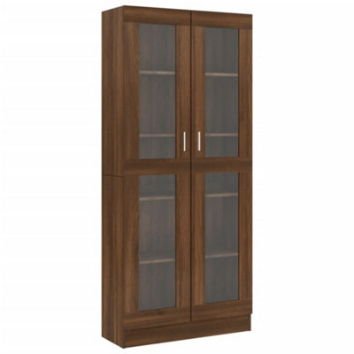 Berkfield Vitrine Cabinet Brown Oak 82.5x30.5x185.5 cm Engineered Wood