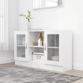 Berkfield Vitrine Cabinet High Gloss White 120x30.5x70 cm Engineered Wood