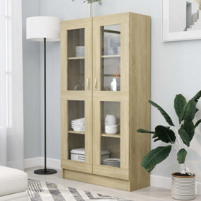 Berkfield Vitrine Cabinet Sonoma Oak 82.5x30.5x150 cm Engineered Wood