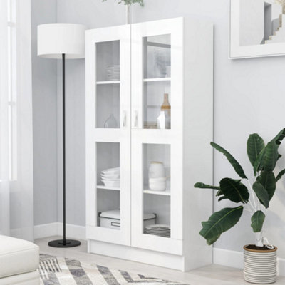 Berkfield Vitrine Cabinet White 82.5x30.5x150 cm Engineered Wood