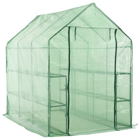 Berkfield Walk-in Greenhouse with 12 Shelves Steel 143x214x196 cm