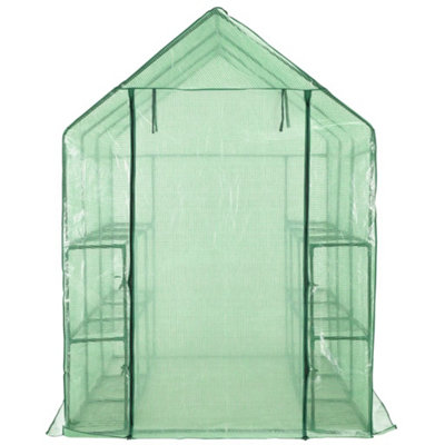 Berkfield Walk-in Greenhouse with 12 Shelves Steel 143x214x196 cm