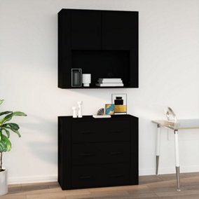 Berkfield Wall Cabinet Black 80x33x80 cm Engineered Wood