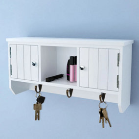 Berkfield Wall Cabinet for Keys and Jewelery with Doors and Hooks
