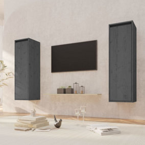 Berkfield Wall Cabinets 2 pcs Grey 30x30x100 cm Solid Pinewood