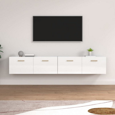 Berkfield Wall Cabinets 2 pcs High Gloss White 100x36.5x35 cm ...