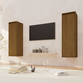 Berkfield Wall Cabinets 2 pcs Honey Brown 30x30x100 cm Solid Pinewood