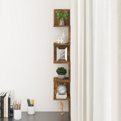 Costway Wall-Mounted Coat Rack Shelf Wooden Hook Rack Entry Shelf