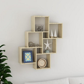 Berkfield Wall Cube Shelf Sonoma Oak 78x15x93 cm Engineered Wood