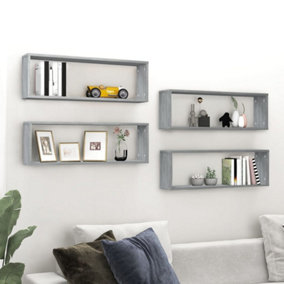 Berkfield Wall Cube Shelves 4 pcs Grey Sonoma 80x15x26.5 cm Engineered Wood