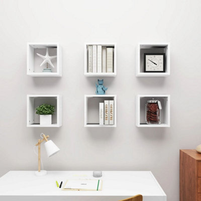 Berkfield Wall Cube Shelves 6 pcs White 30x15x30 cm