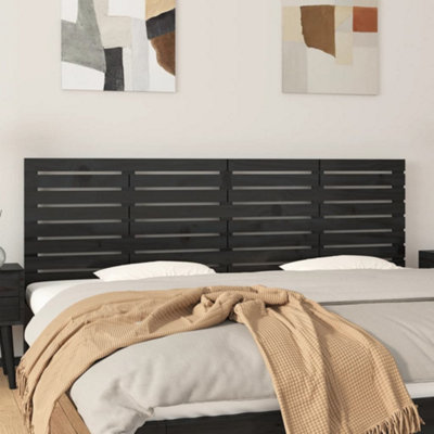 Berkfield Wall Headboard Black 186x3x63 cm Solid Wood Pine DIY