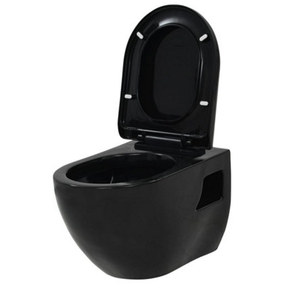 Berkfield Wall-Hung Toilet Ceramic Black