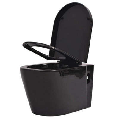 Berkfield Wall Hung Toilet with Concealed Cistern Ceramic Black