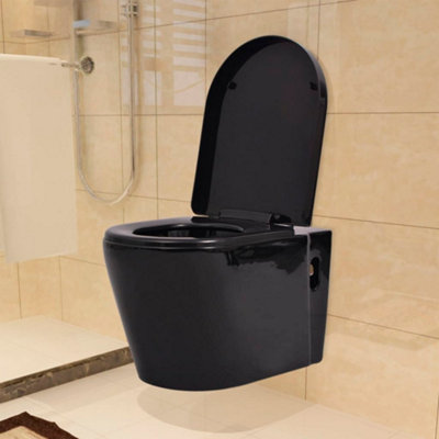 Berkfield Wall Hung Toilet with Concealed Cistern Ceramic Black