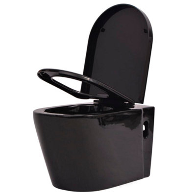 Berkfield Wall Hung Toilet with Concealed Cistern Ceramic Black