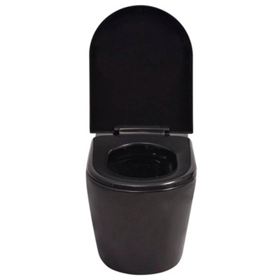 Berkfield Wall Hung Toilet with Concealed Cistern Ceramic Black