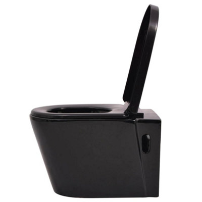 Berkfield Wall Hung Toilet with Concealed Cistern Ceramic Black