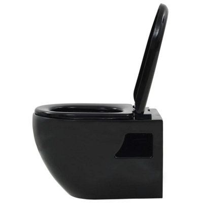Berkfield Wall-Hung Toilet with Concealed Cistern Ceramic Black 