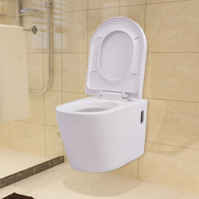 Berkfield Wall Hung Toilet with Concealed Cistern Ceramic White