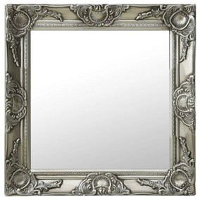 Berkfield Wall Mirror Baroque Style 50x50 cm Silver