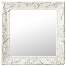 Berkfield Wall Mirror Baroque Style 50x50 cm White