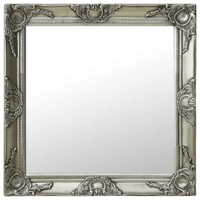 Berkfield Wall Mirror Baroque Style 60x60 cm Silver | DIY at B&Q