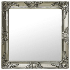 Berkfield Wall Mirror Baroque Style 60x60 cm Silver