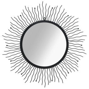 Berkfield Wall Mirror Sunburst 80 cm Black