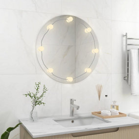 Berkfield Wall Mirror with LED Lights Round Glass