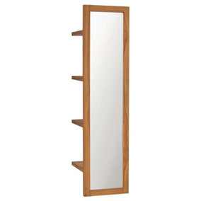 Berkfield Wall Mirror with Shelves 30x30x120 cm Solid Teak Wood