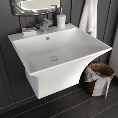 Berkfield Wall-mounted Basin Ceramic White 500x450x410 mm