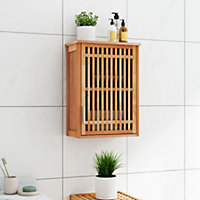 Berkfield Wall-mounted Bathroom Cabinet 42x23x60 cm Solid Wood Walnut