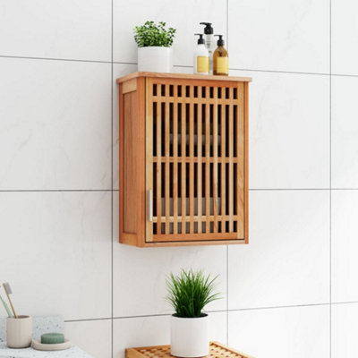 Berkfield Wall-mounted Bathroom Cabinet 42x23x60 cm Solid Wood Walnut | DIY at B&Q