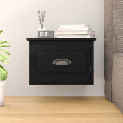 Berkfield Wall-mounted Bedside Cabinet Black 41.5x36x28cm