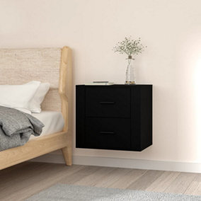 Berkfield Wall-mounted Bedside Cabinet Black 50x36x47 cm