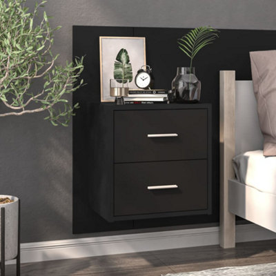 Berkfield Wall-mounted Bedside Cabinet Black