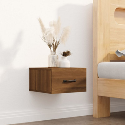 Berkfield Wall-mounted Bedside Cabinet Brown Oak 35x35x20 cm | DIY at B&Q