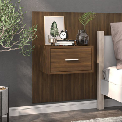 Berkfield Wall-mounted Bedside Cabinet Brown Oak