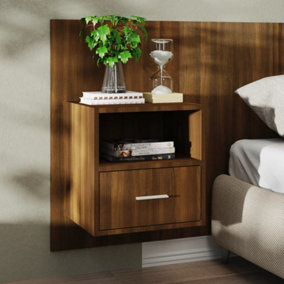 Berkfield Wall-mounted Bedside Cabinet Brown Oak