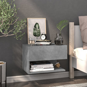 Berkfield Wall-mounted Bedside Cabinet Concrete Grey