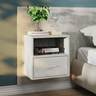 Berkfield Wall-mounted Bedside Cabinet Concrete Grey