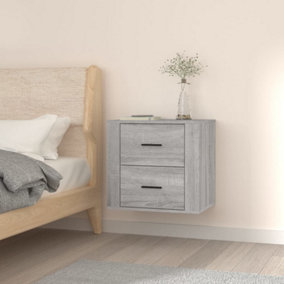 Berkfield Wall-mounted Bedside Cabinet Grey Sonoma 50x36x47 cm