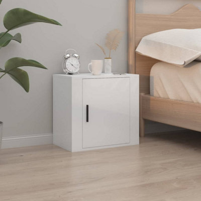 Berkfield Wall-mounted Bedside Cabinet High Gloss White 50x30x47 cm